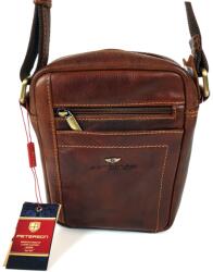PETERSON zippes kis konyakbarna bőr válltáska PTN-117-8217