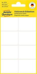 Avery-Zweckform Etikett, 38x29 mm, kézzel írható, lekerekített sarkú, AVERY ZWECKFORM, 40 etikett/csomag (AY3078) - iroda24