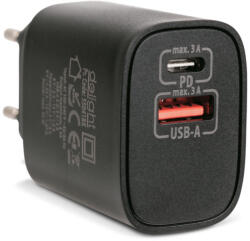 Delight Hálózati Adapter USB + Type-C PD20W gyorstöltéssel - fekete (55041BK) (55041BK)