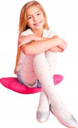 YOCLUB Mikroszálas Harisnyanadrág, fehér, áttört szívekkel, Size 152/158, 40 den