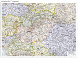 Nyír-Karta kiadó, Topográf térképészeti kft Kárpát-medence térkép, falitérkép, A Kárpát-medence közigazgatása 70x50 cm, faléces, fóliás