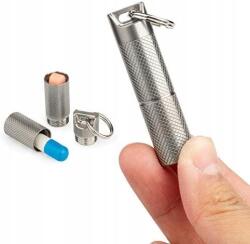  Gyógyszertároló doboz, tabletta, titán, kulcstartó, kétrekeszes (Ti-round - 2x Chamber)