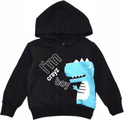 Atabay Fiú Dinoszaurusz Kapucnis Pulóver, Size 80/86, 95% pamut, fekete