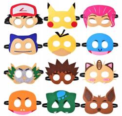  Pokemon filc maszkok, 12db, univerzális méret, rugalmas gumipánttal