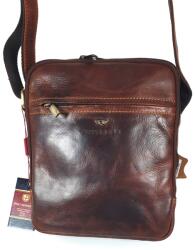 PETERSON zippes közepes két részes, konyakbarna bőr válltáska PTN-8021-4917 - minosegitaska