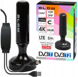 BLOW Erős Aktív Szoba Antenna DVBT-2 Tv Fhd 4K MUX-8 Lte Mágnes Erősítő (21-040#)
