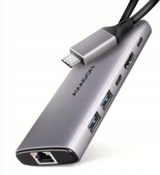 AXAGON HMC-6G2L USB hub, 6in1, 10Gbps, 2xUSB-A, USB-C, HDMI, PD 100W (HMC-6G2L)