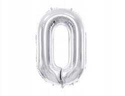 Party Deco Fólia lufi "0", 86cm, ezüst