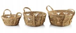 Mondex Bali stílusú dekorációs kosár szett, tengeri fű, bézs, 3db, különböző méretek (5902643382909)
