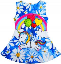  Vállpántos Ruha, nyárra, Unikornis, Szivárvány, Size 128