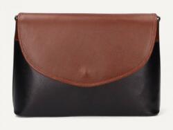 MaxModa Női válltáska: fekete-konyakbarna bőr, 2 rekeszes (olasz termék) (1162631)
