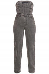 Prettylittlething Szürke Farmer Overál, nyitott vállakkal, Size 40, 80% pamut