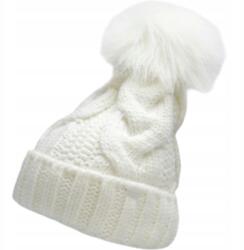 4F Női Téli Sapka, pomponnal, Size S, meleg, vastag (H4Z22-CAD010-11S BIAŁA)