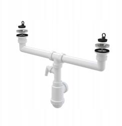 Alcadrain Kétrekeszes mosogató szifon csatlakozóval (A449P)