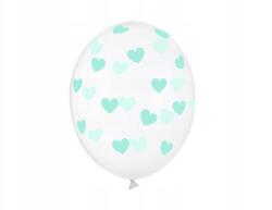 Party Deco lufik, 30cm, szívecskék, Crystal Clear, 50db