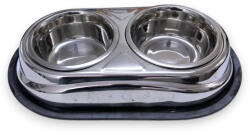 Pannon Pet Dupla fémtál epoxy acél csúszásgátlós 2x0, 9L 44x26x7cm (PN77430MD)