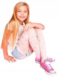 YOCLUB Mikroszálas harisnyanadrág, 40DEN, csillámos szív, Size 152/158, fehér (RAM-0121G)