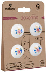 WALTECO Bútorgomb-készlet Bouquet 35 mm átmérőjű porcelán fehér 4 db (WT-7723)