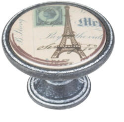 WALTECO Bútorgomb Párizs átmérő 37mm fekete rozsda (WT-7313)