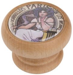 WALTECO Bútorgomb Párizs átmérő 40mm natúr fa (WT-7299)