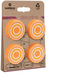 WALTECO Bútorgomb-készlet narancssárga gyűrűk átmérő 40 mm 4 db (WT-7718)