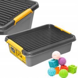 MOXOM műanyag tartály, 8.5L, fedéllel, szürke, 39×29×11cm, BPA mentes (SolidStore SolidStoreBox organizer 1502)