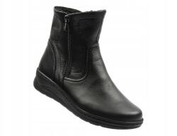 Helios Komfort Női Bakancs, fekete, valódi bőr, cipzár, Size 36-41, 4cm talp (788.0111)