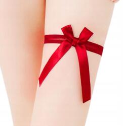  Piros szatén harisnyatartó, csipke, állítható, szexi kiegészítő