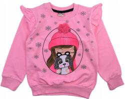 Ecrin Pulóver Lány Blúz, fodros, rózsaszín, Size 104, pamut, őzike applikáció