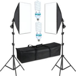 Dodaco Set 2 lampi softbox pentru studio foto-video, 50 x 70 cm, cu 2 trepiede reglabile pana la 200 cm, 2 becuri 150W 5500K, husa transport inclusa