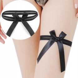  Fekete szatén női harisnyatartó, csipke, állítható, szexi kiegészítő