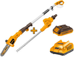 INGCO Akkus Magassági Sövény 460 mm és Ágvágó 200 mm 0-400 mm 20 V 1 x 2, 0 Ah Akku + Töltő