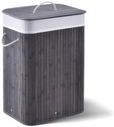 Juskys Coș de rufe pliabil bambus, capac, 72L, sac lavabil, gri (300345)
