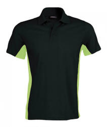 Kariban Férfi galléros póló Kariban KA232 Flag - Short-Sleeved Two-Tone polo Shirt -2XL, Black/Lime