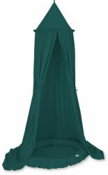  Szett: függő pamut baldachin gyerekszobába és fodros fészek - üvegzöld