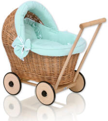  Fonott babakocsi menta színű ágyneművel és puha béléssel - natúr - pepita - 37 057 Ft