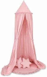  Készlet: gyerekszobai baldachin, fodros szőnyeg, párnák - poros rózsaszín