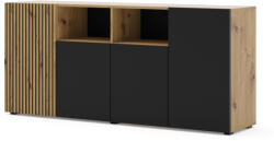 BIM Furniture Комод auris 4d 180 см, дъб артисан/черен мат (auriskom4ddacmset)