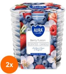 AURA Set 2 x Lumanare Parfumata in Pahar Spirala, Berry Fusion, Timp de Ardere 28 Ore, Aura (GIL-2xLCA-SNW80-1-453)