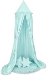  Készlet: gyerekszobai függő baldachin, fodros szőnyeg, világos menta színű párnák