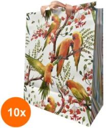 Elcadis Set 10 x Pungi Cadou Mari, Exotic Birds, 26.5 x 33.5 x 13 cm, Perfecto (CLE-10xELC-PC-SL-EXB)