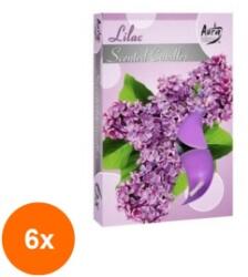 Bolsius Set 6 x 6 Lumanari Pastila Liliac (GIL-6xLCA-PB15-51-LIL)