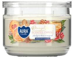 AURA Lumanare Parfumata cu Doua Fitile si Capac, Fursecuri cu Portocale, 30 Ore, Alb, 280 g (LCA-SNP106-450)