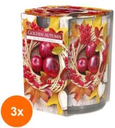 LCA Set 3 x Lumanare Parfumata in Pahar Imprimat, Golden Autumn, 22 Ore (GIL-3xLCA-SN72S-03)