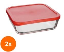 Grunberg Set 2 x Vas din Sticla Borosilicata cu Capac din Plastic, 0.6 l, Grunberg, Diverse Culori (GUJ-2xVY600SQ/12)