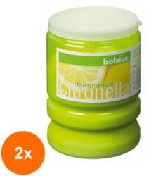 Bolsius Set 2 x Lumanare Citronella in Pahar de Plastic Party Bolsius, Verde (GIL-2xLCA-CIT-PARTY-474)