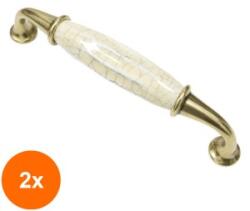 Ideal Feroluc Set 2 x Maner Ceramica Model Murena, 128 mm, Finisaj Antic Auriu/Alb (EDI-2xIFR-15416)