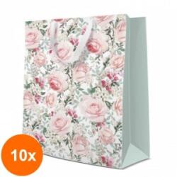 Elcadis Set 10 x Pungi Cadou Mari, Gorgeous Roses, 30 x 41 x 12 cm, Perfecto (CLE-10xELC-PC-SB-GR)