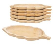 Z-tools Farfurii in Forma de Frunza, Lemn de Fag, 34 x 18 cm, 6 Bucati (ZLN-EXT6179)