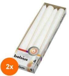 Bolsius Set 2 x 4 Lumanare Conica Bolsius Alba (GIL-2xLCA-COB-04-02-A4)